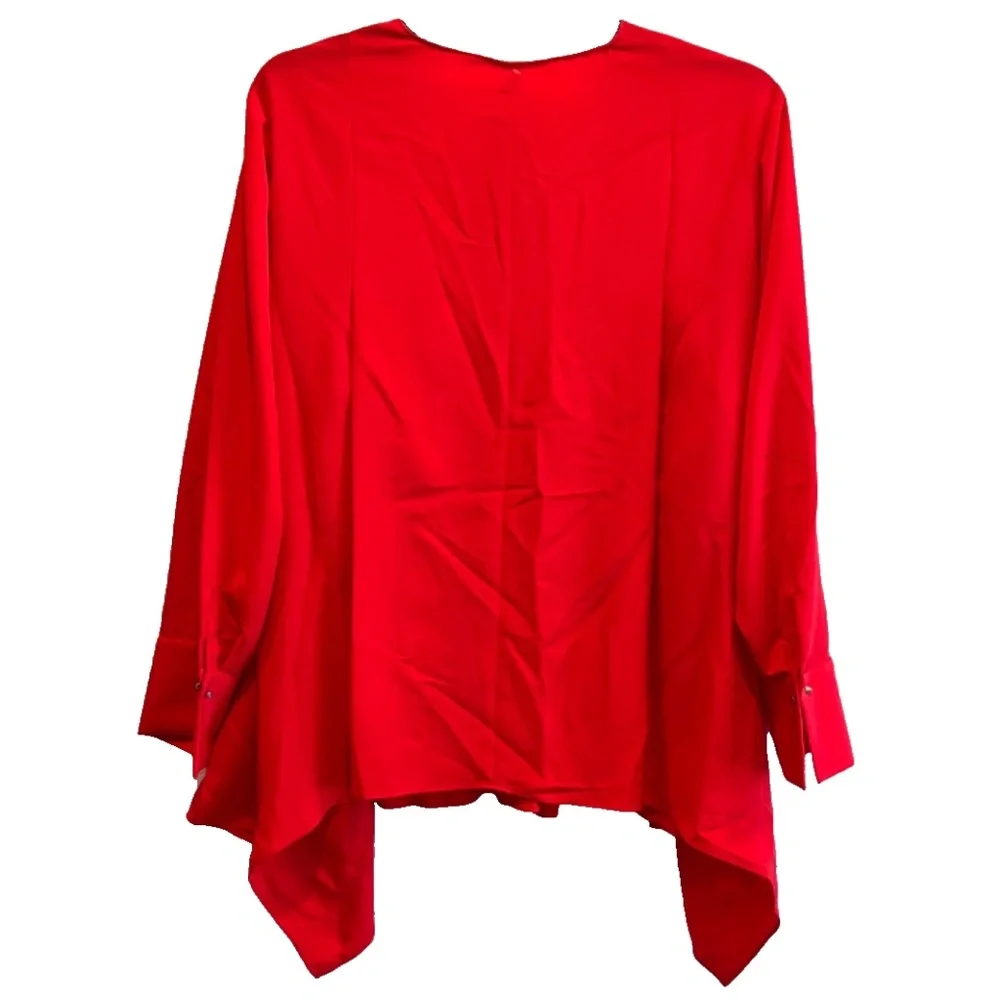 COPY -(NWT) RACHEL Rachel Roy Red V-Neck Handkerchief Hem Top Plus Size 3X/4X - Picture 8 of 14